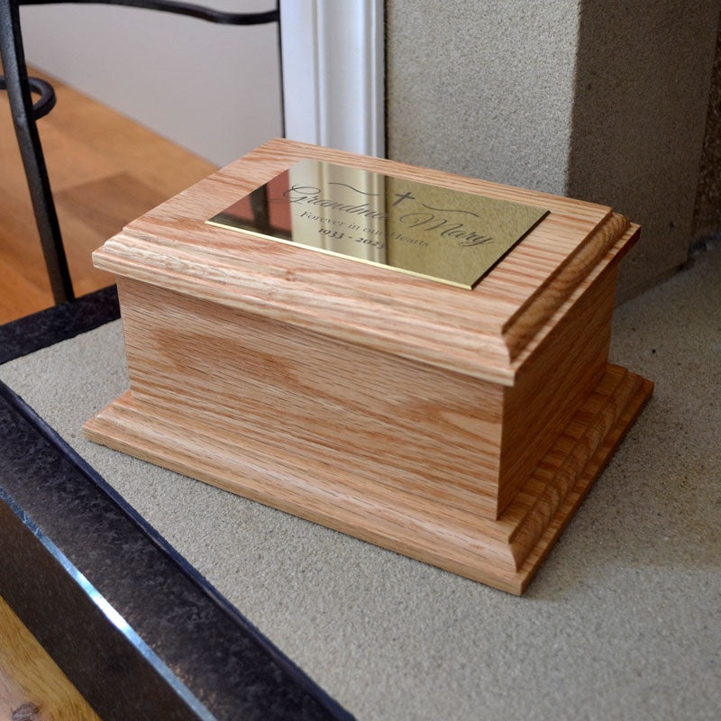 Pure Wood Creation Premium Mango Wood Memorial Urn with Intricate Carving